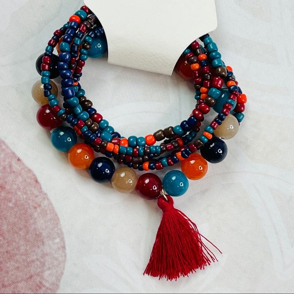 Carol for Eva Graham beaded bracelet with tassel NWT
